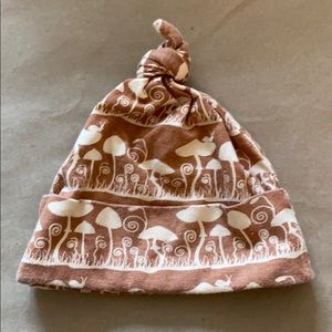 Kate Quinn brown mushroom print baby hat